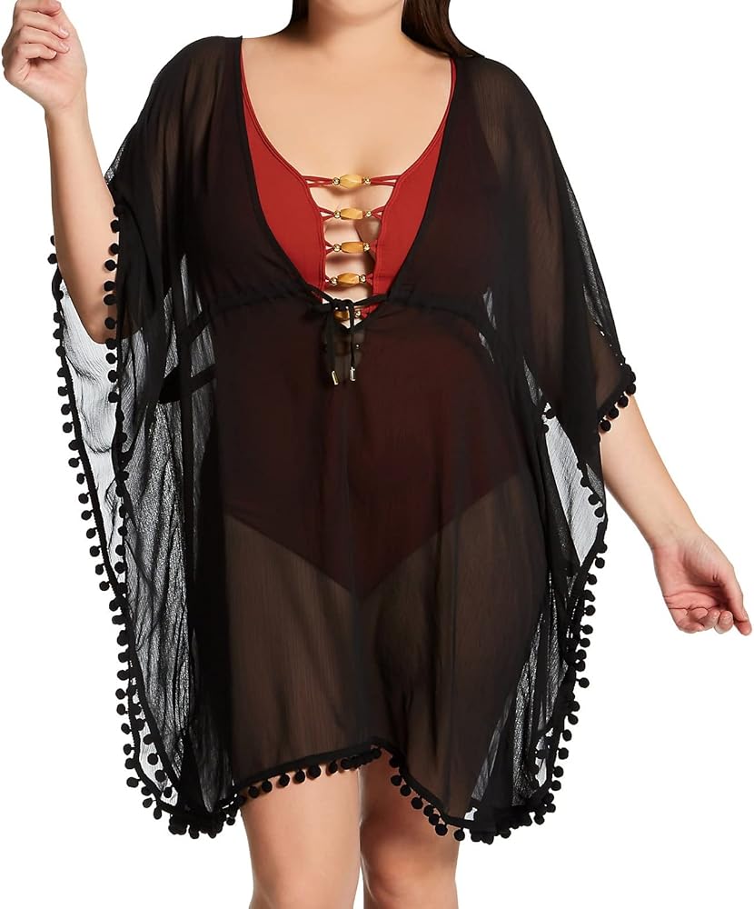 Bleu Rod Beattie Chiffon Caftan Cover Up, from Gypset Size 2X Black