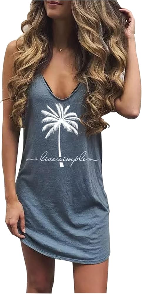 Sexy Summer Dress for Women Sun Salt Sand Graphic Mini Dress Hawaii Beach Vacation Dresses Summer Sexy V Neck Sundress