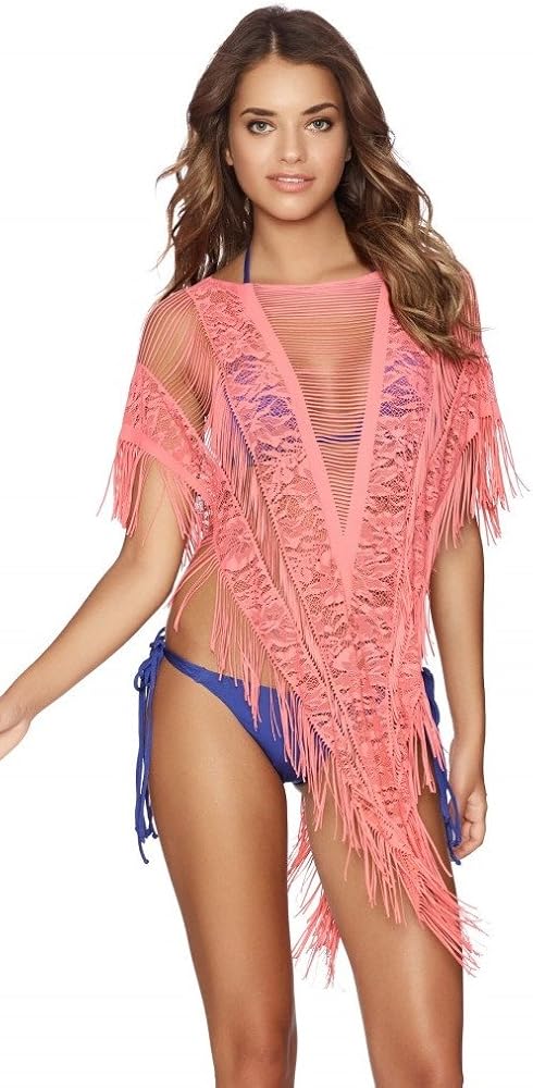 Beach Bunny Swimwear Indian Summer Poncho in Lipstick Pink