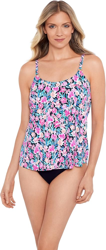 Women's Asymmetrical Flounce Tankini Top