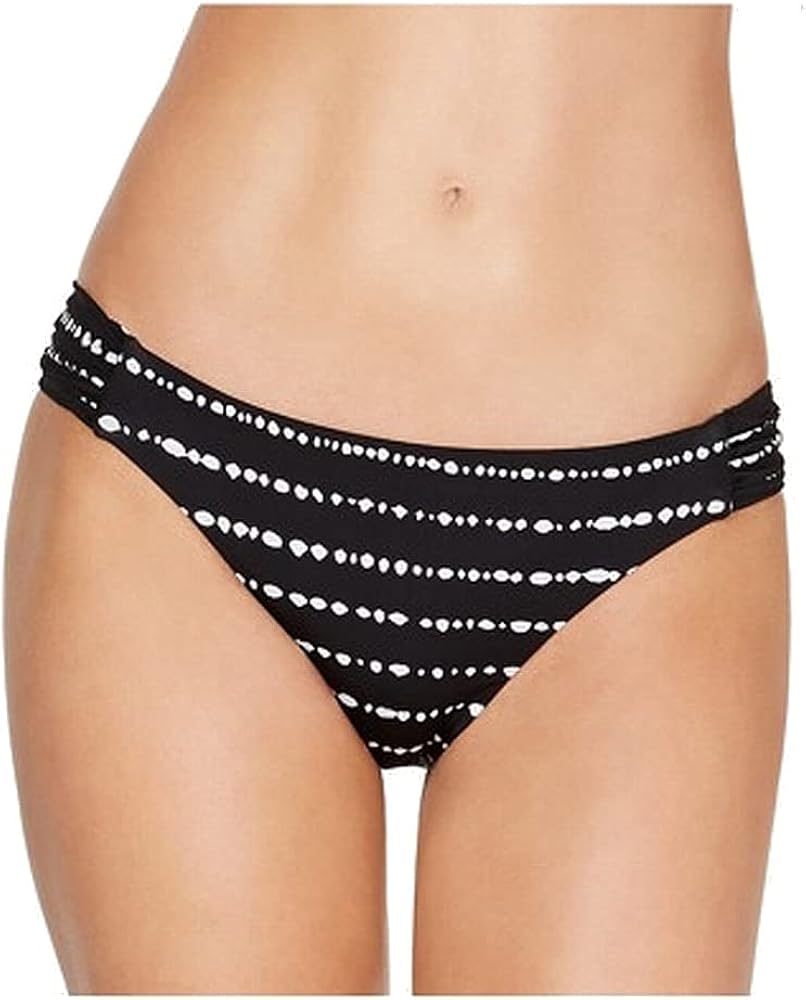 Bar Iii Dotted Stripe Bikini Bottoms Dotted Stripe Black M