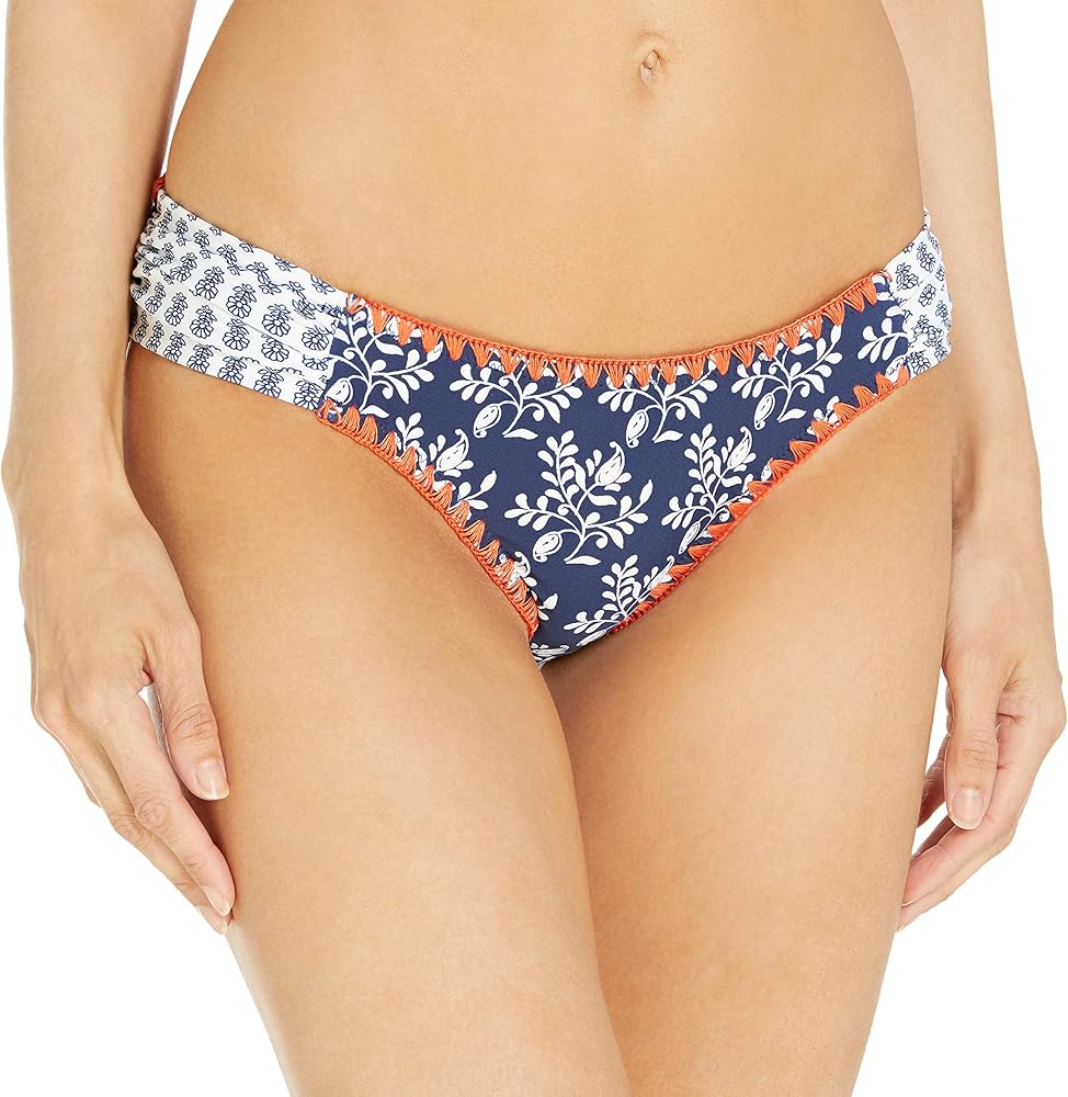 Jessica Simpson Women's Vine about It Side Shirred Hipster Bikini Bottom, Navy, XL