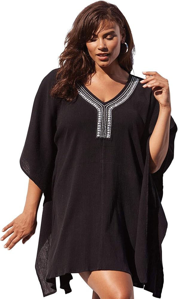 Swim 365 Women's Plus Size Jeweled Caftan