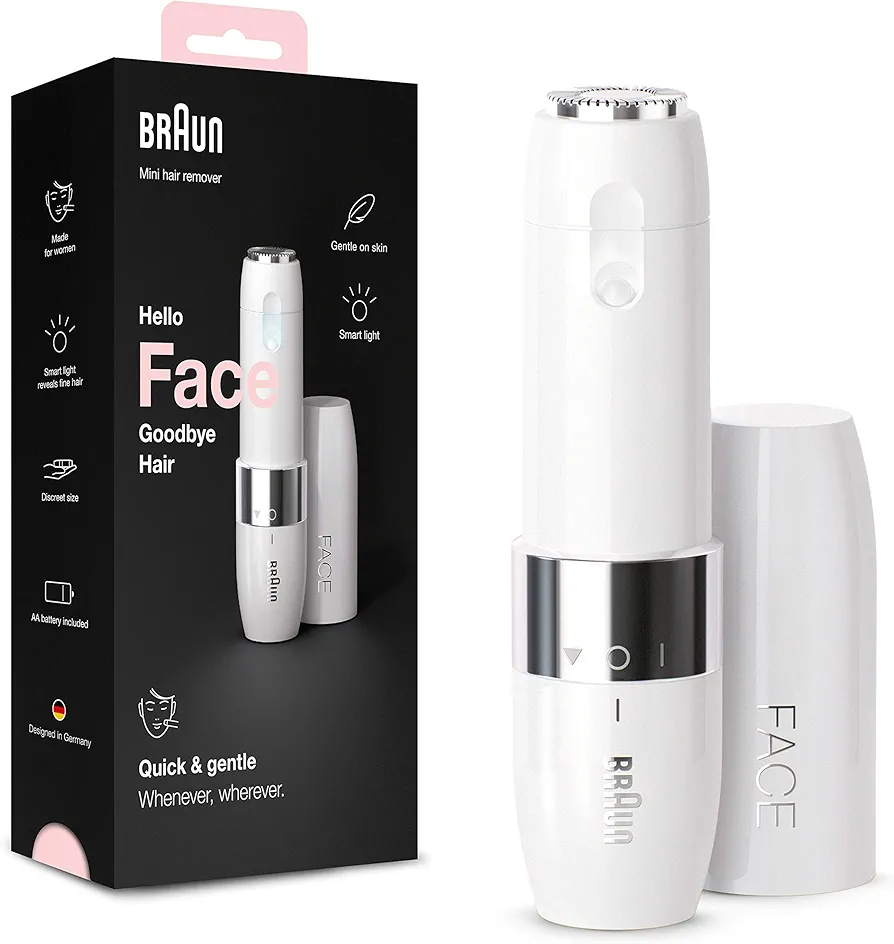 Braun Mini Depiladora Facial FS1000 para Mujer, con Luz Smartlight Incorporada, Depiladora Facial con Precisión, Labio Superior, Barbilla y Mejillas, Blanco