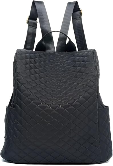 Fashion Cuqui Mochila negra impermeable para mujer, diseño acolchado duradero, mochila antirrobo, moda