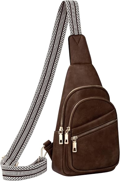 TEUEN Mochila Bandolera Mujer, Bolsa De Pecho Ligero Bolso Cruzado En Piel Sintética Pu Bolsa De Mensajero Pequeño Mujer Casual Bolsa De Messenger Crossbody Sling Bag para Trabajo, Festival y Viaje