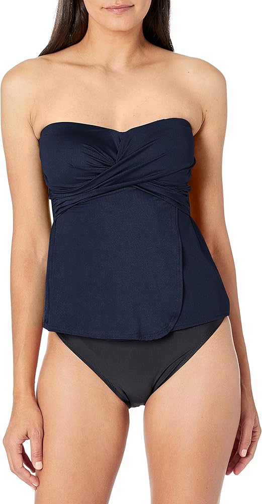 T Tahari Women's Fly Away Bandeau Tankini Top with Removable Strap