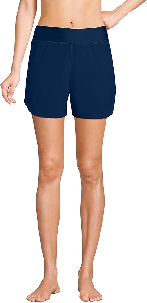 Lands' End Women's 5" Quick Dry Elastic Waist Board Shorts Swim Cover-up Shorts with Panty