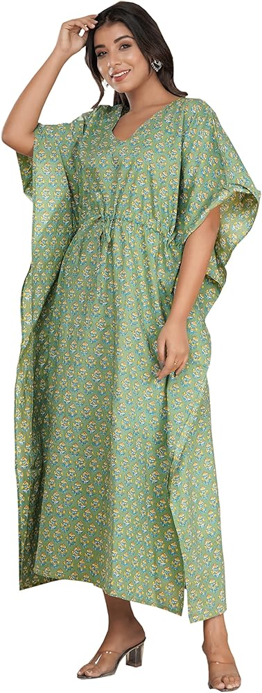 Designer Pure Hand Block Sanganeri Shibori Print Kaftan Length 52 inch Free Size