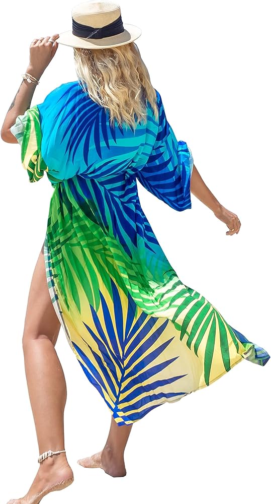 Bsubseach Kimono Swimsuit Cover Ups for Women Colorful Swimwear Coverups Cardigan Long Beach Coverup