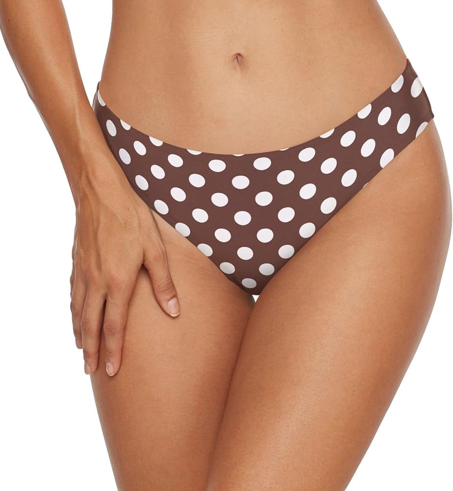 White Polka Dots Navy Blue Women's Underwear S-2XL Bikini Bottom Medium Cut