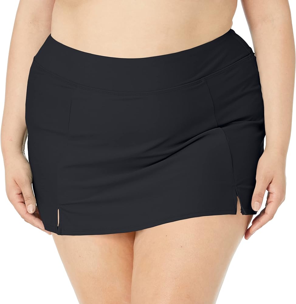 Maxine Of Hollywood Women's Plus-Size Side Slit Swim Skirt Swimsuit