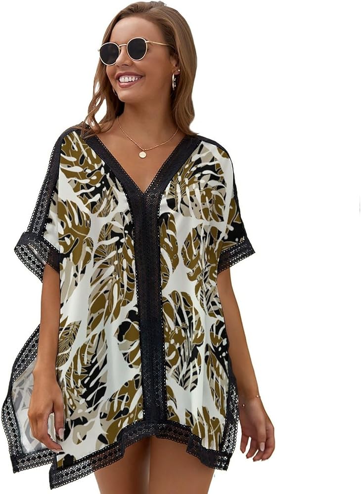 AILLOSA Women's Swimwear Cover Ups Floral Print Loose Cover Ups