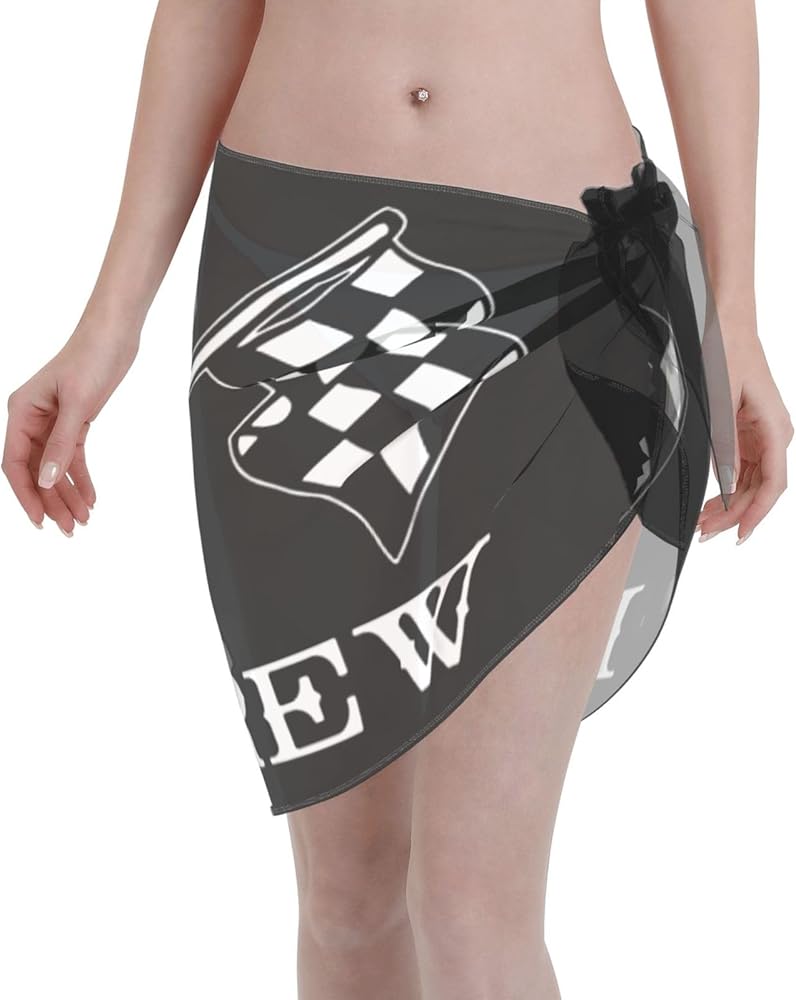 Checkered Flags Race Car Flag Women Short Wrap Skirt Bikini Dress Beach Apron Swimsuit Shawl Sarongs Black