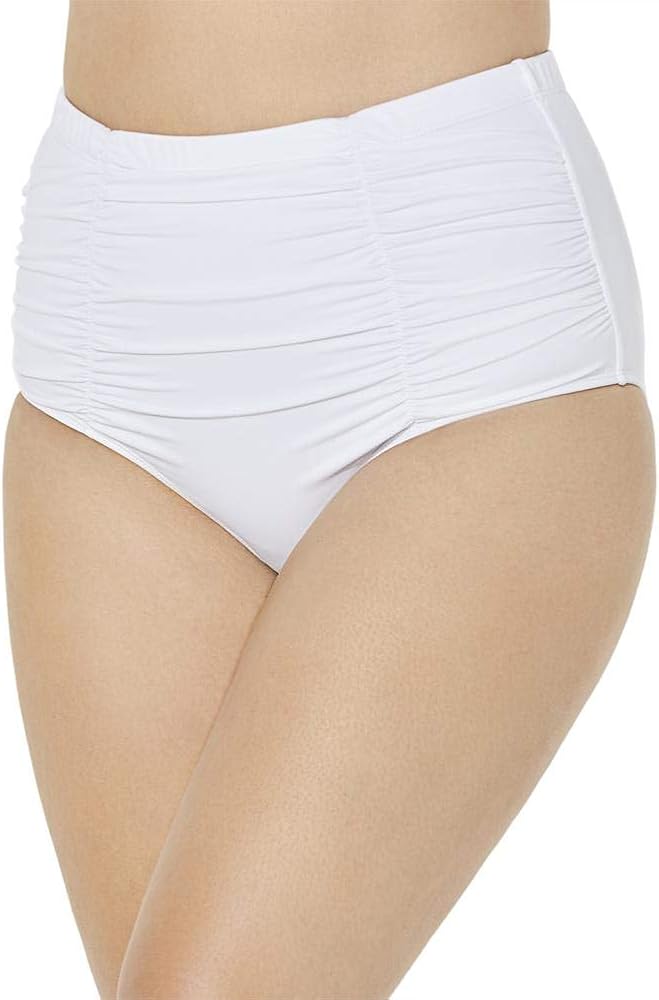 Swimsuits For All Women's Plus Size Shirred High Waist Swim Brief