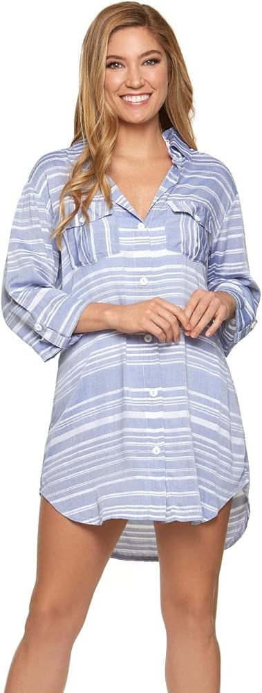 Dotti Women's Striped Shirt Dress Swim Cover-Up