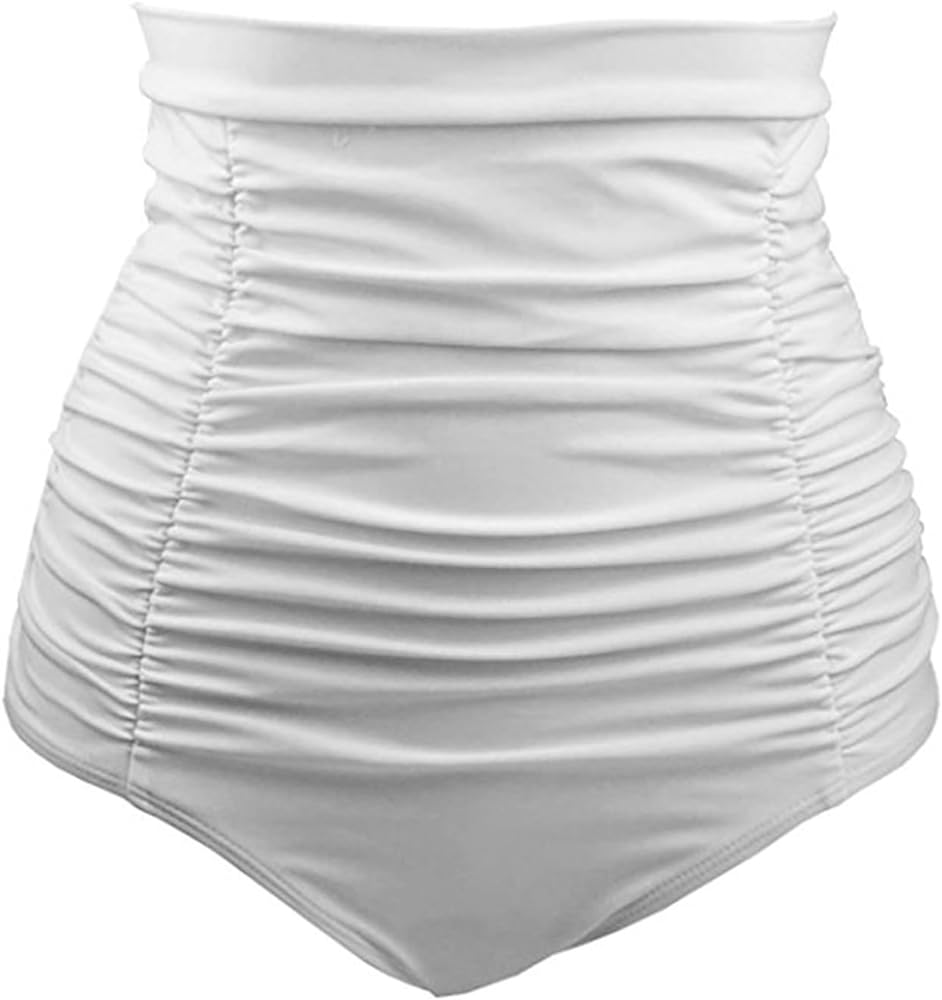 Women's Ruched High Waisted Bikini Bottom Retro Vintage Swim Short Tankinis