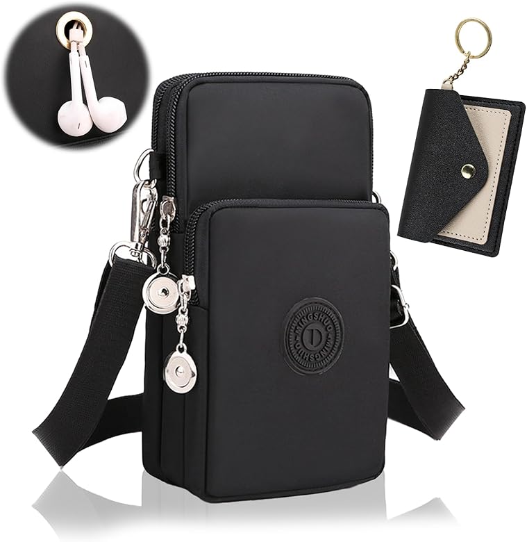 OHSN Bolso Para Movil Mujer Para Colgar 2 Pcs Correa Para Bolsos De Mujer Bolsillo Celular Para Mujer Bandolera De Tela Con Entrada Para Auriculares Bolso Para Guardar 3 Capas Con Tarjetero De Pu