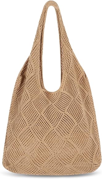 Etercycle Bolso de playa para mujer, bolso de ganchillo para el verano, bolso bandolera de malla para viajes, compras y uso diario