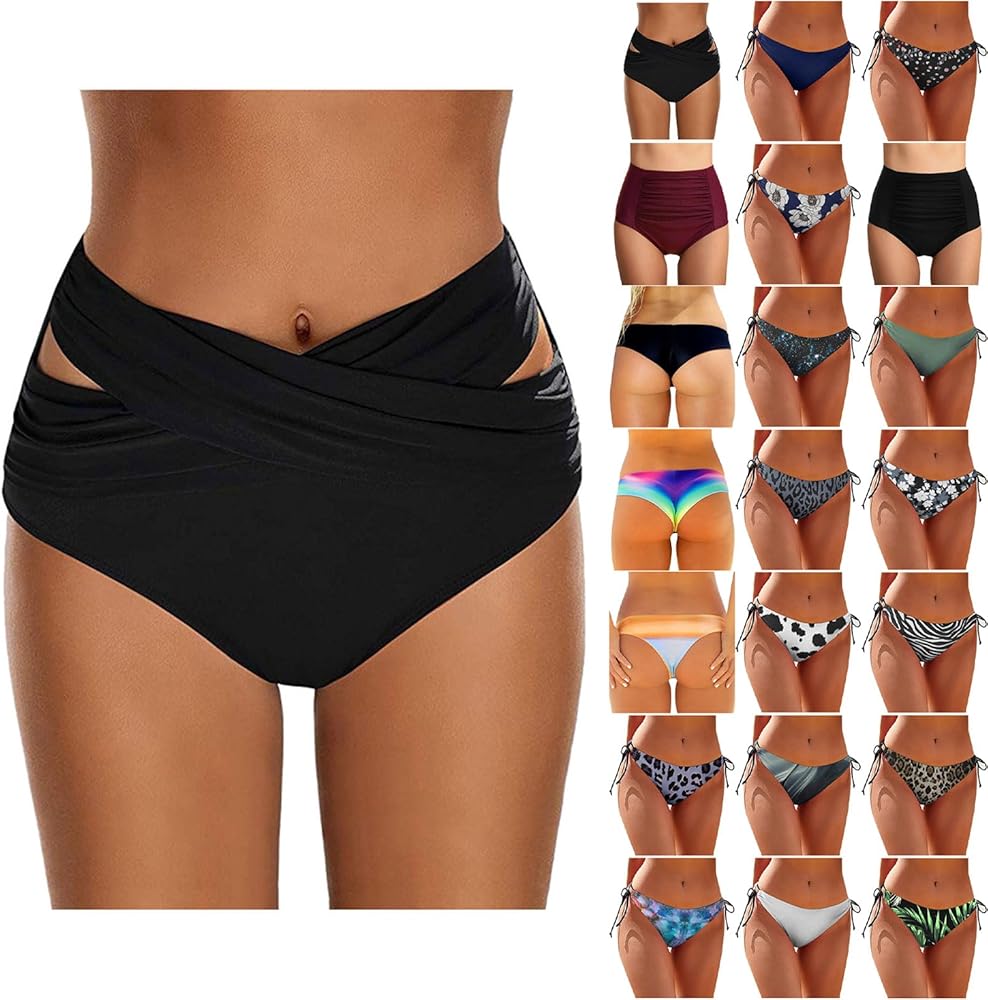 Bikini Bottoms for Women,2024 Summer Trendy High Waisted Bathing Swimsuit Bottom,Soft Swim Bottoms Bassic Underwear