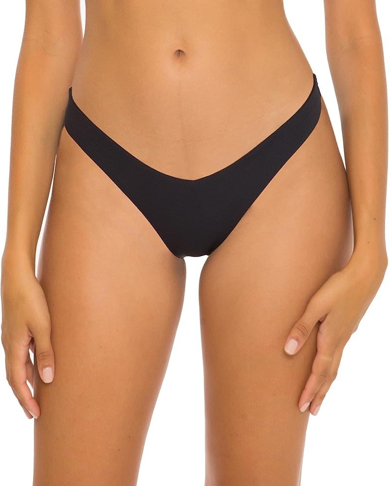 BECCA Women's Standard Fine Line Hi-Leg Bikini Bottom, Cheeky Coverage, Swimwear Separates