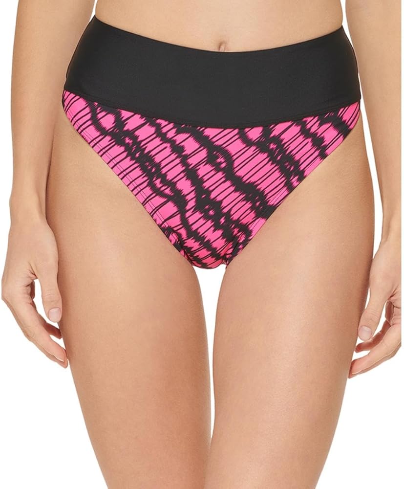 DKNY Women's Printed High-Waist Bikini Bottoms