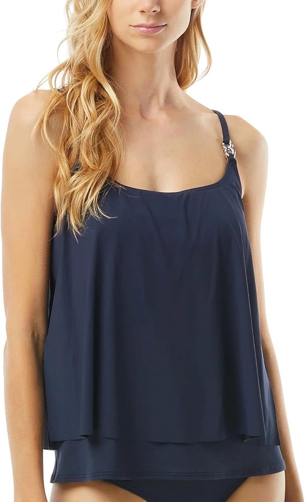 Michael Kors womens Iconic Solids Double Layer Tankini Top