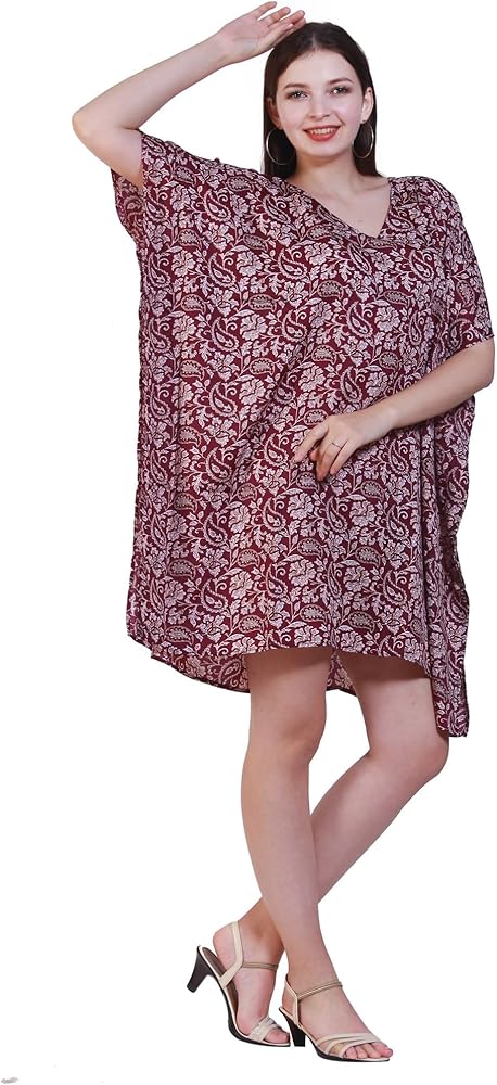 Elu ♥ Womens Turkish Kaftan Kimono Maxi Dress Caftan Beach Swimsuit Cover up Loungewear