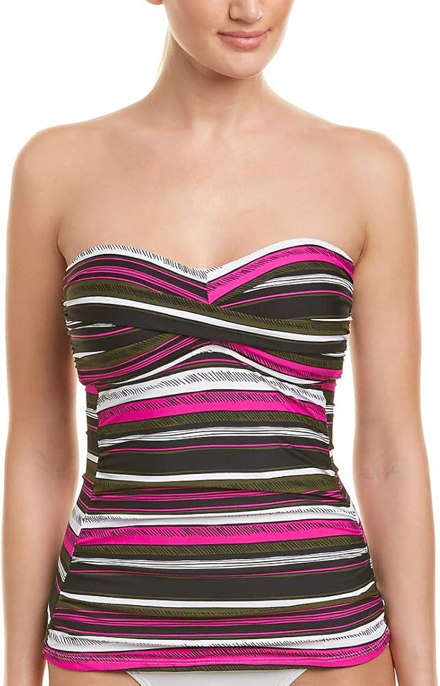 Anne Cole Women's Standard Twist Front Shirred Bandeau Tankini Swim Top