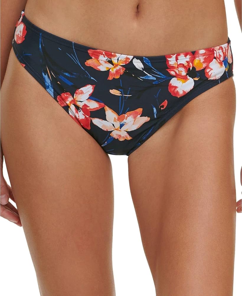 Tommy Hilfiger Women's Navy Floral Lined Moderate Coverage Bikini Swimsuit Bottom XS