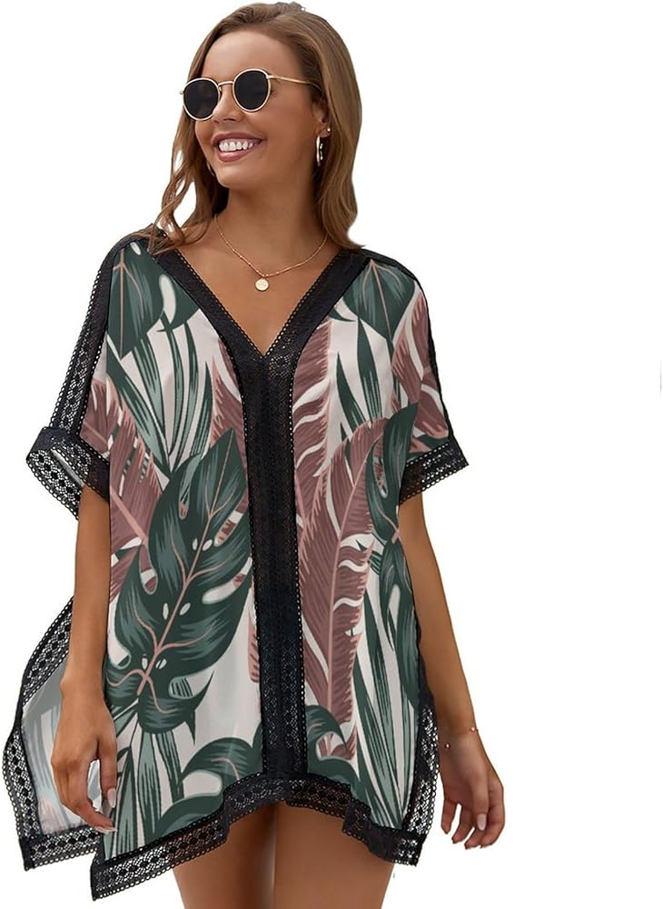 AILLOSA Women's Swimwear Cover Ups Floral Print Loose Cover Ups