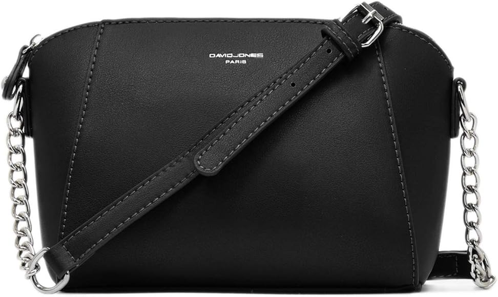 David Jones - Bolso bandolera para mujer, diseño de trapecio con cadena para el hombro de piel sintética – Bolsa cruzada a través de la bolsa de noche, moda de trabajo, compras, elegante a la moda,