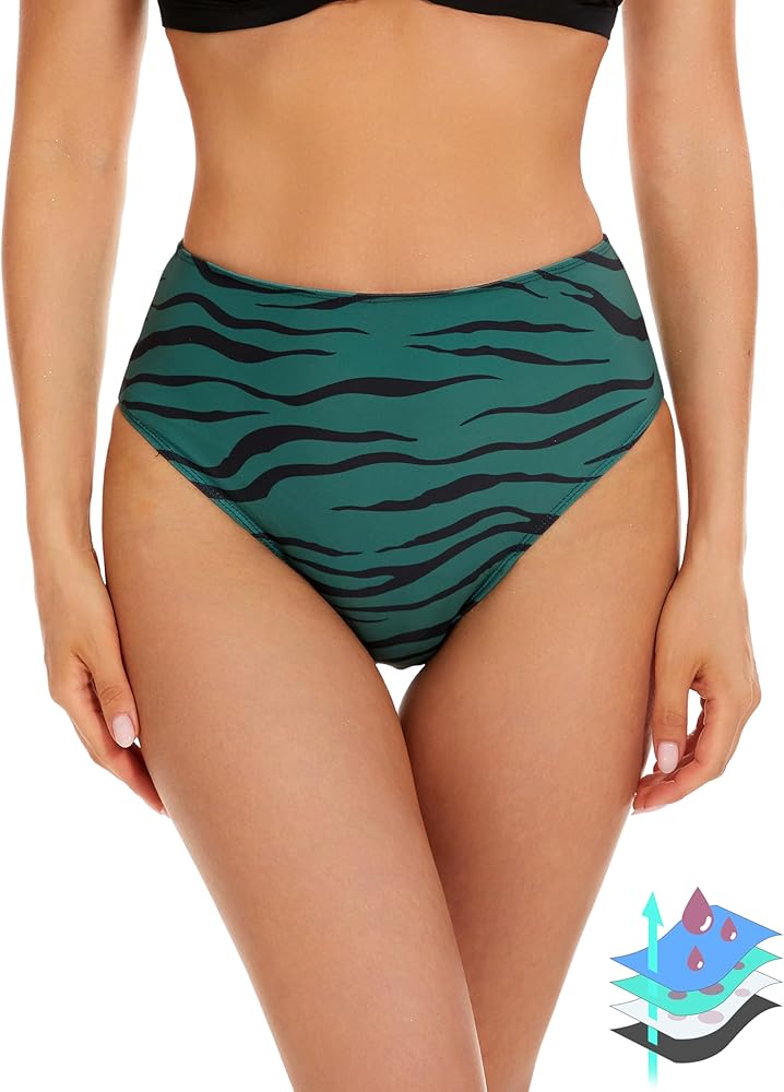 Period Swimwear Leakproof Menstrual Bikini Waterproof Bottom UPF 50+ Swim Brief Light Flow - Teens Girls Women