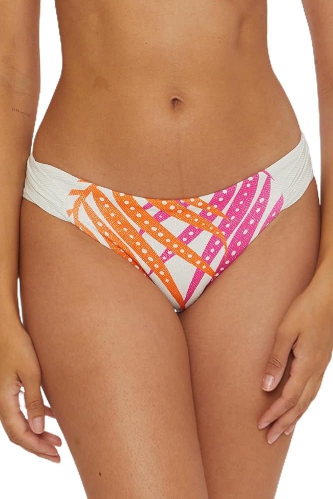 Trina Turk Women's Standard Sheer Hipster Bikini Bottom, Cheeky Coverage, Tropical Palm Leaf Print, Swimwear Separates