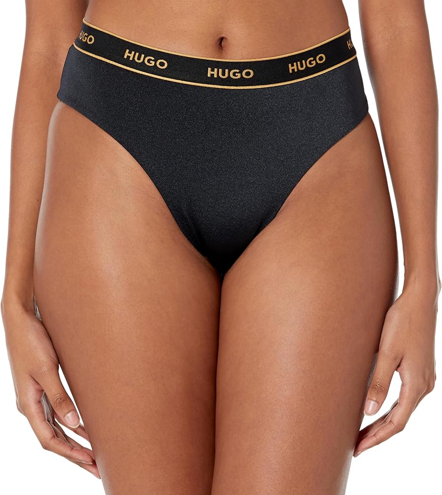 HUGO Women's Standard High Waist Swim Bottoms with Metallic Thread Detail