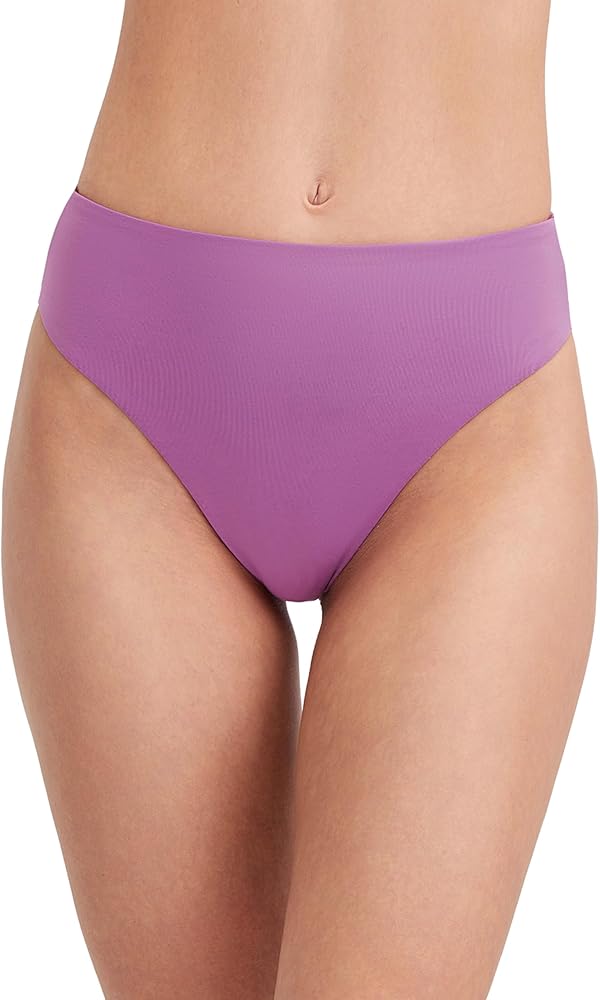 Gottex au naturel Reversible Double Layer Dusk Mauve Hazelnut Womens High Rise High Leg Cheeky Bathing Suit Bikini Bottom