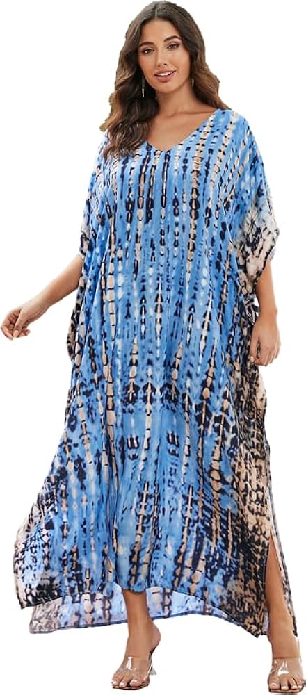 kaftan dresses for women Wave Neck Batwing sleeve Beach Cover Up Plus Size Caftan Dress V Neck caftans