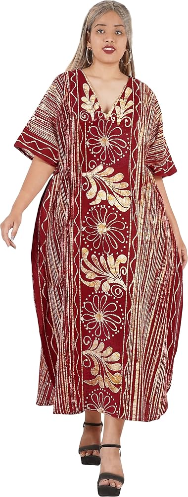 LA LEELA Women's Kaftan Dress Maxi Loungewear