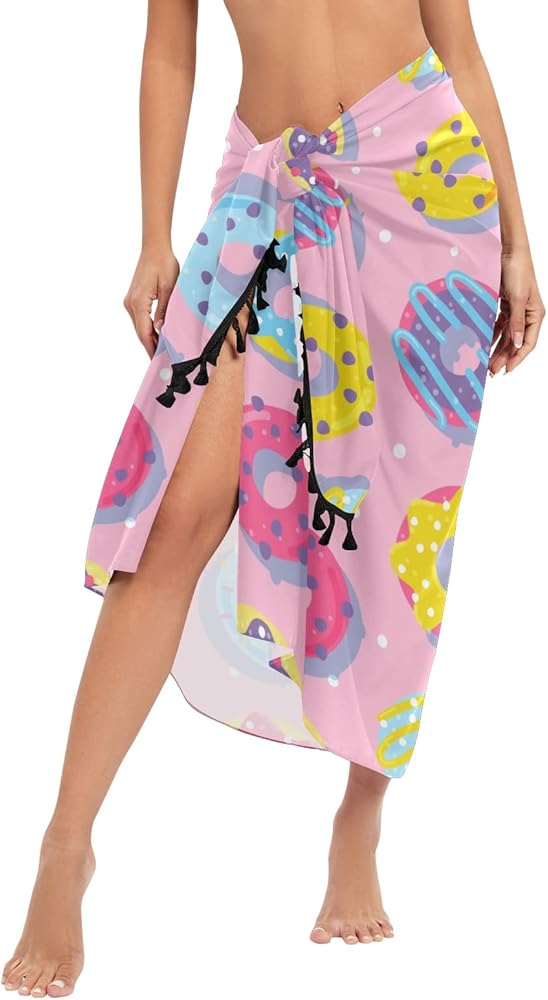 Baseballs Stack Women Beach Sarong Pareo Swimsuit Cover Ups Sarong Wrap Pareo Short Skirt with Tassel