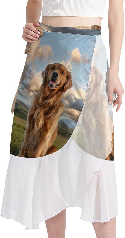 Beach Skirt, Swimsuit Coverups for Women, Semi-Sheer Swimwear Cover Ups, Golden Mao Dog Lovely