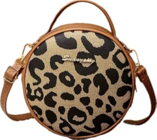 Genérico Bolso redondo con estampado leopardo para mujer