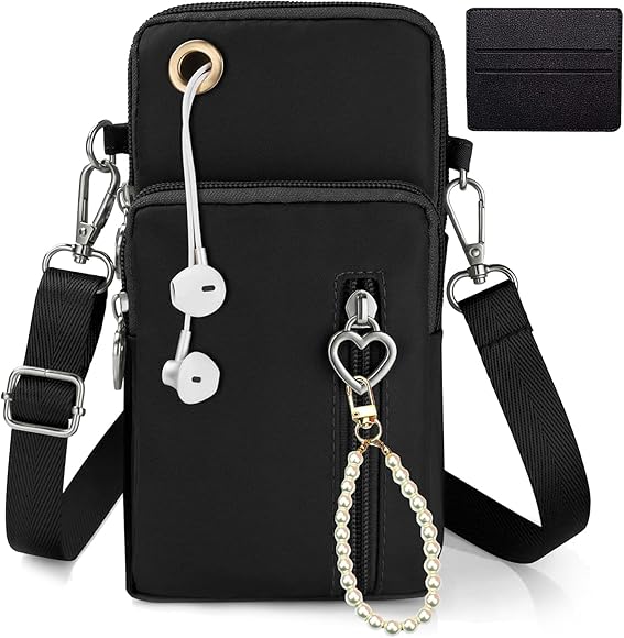 Bolso Para Movil Mujer Para Colgar 3 Pcs Correa Para Bolsos De Mujer Bolsillo Para Teléfono Celular Bandolera De Tela Con Entrada Para Auriculares Con Llavero Cadena De Perlas Estuche Para Tarjetas