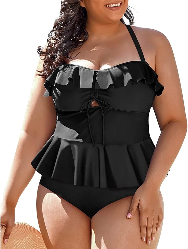 Holipick Plus Size Tankini Set Two Piece Swimsuits for Women Tummy Control Bathing Suits Swim Tops with Shorts Swimwear