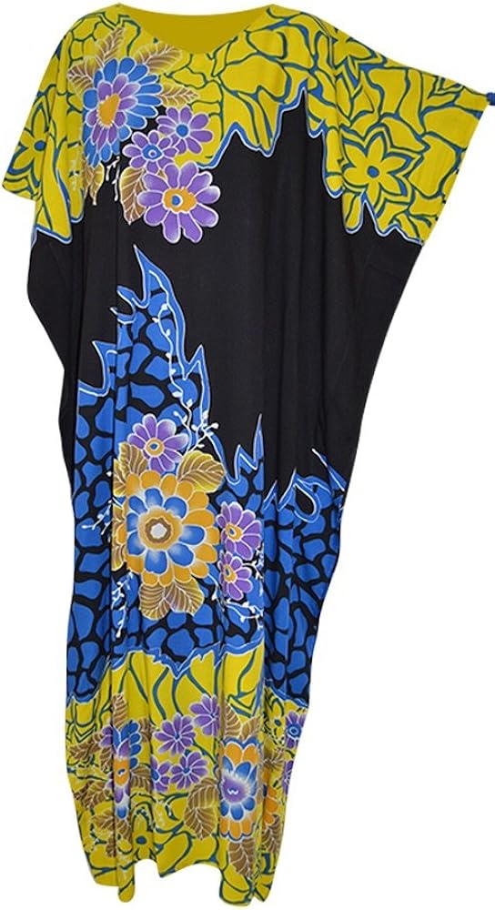 JOHORE Amazing Floral Soft Kaftan Caftan Cool Long Ladies Summer Dress Plus Abaya Plain