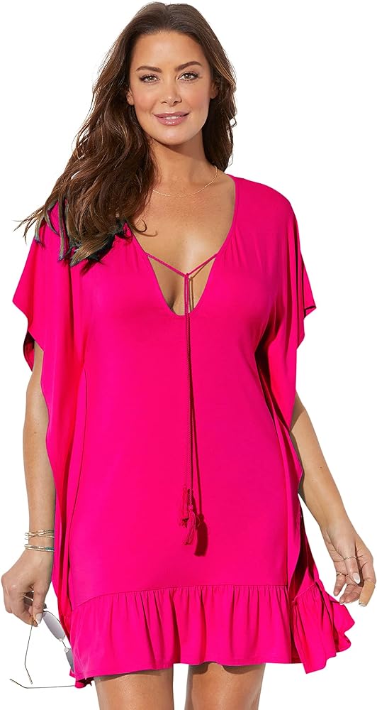 Swimsuits For All Women's Plus Size Vienna Ruffle Cover Up Tunic