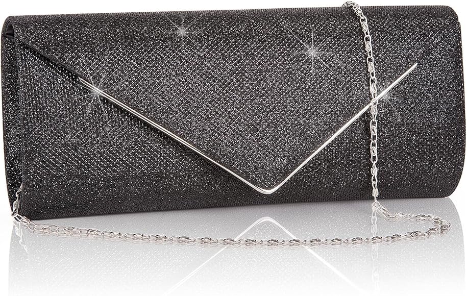 Larcenciel Bolso Mujer, Bolsos Clutch Fiesta de Noche Brillante con Cadena Desmontable, Bolsos de Mano de Lentejuelas con Purpurina, Bolso Bandolera Carteras de Mano Fiesta para Fiesta Boda