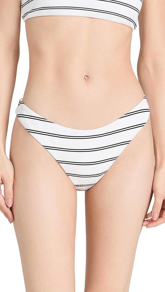 Madewell Women's Carp Bikini Bottoms in Stripe Rib