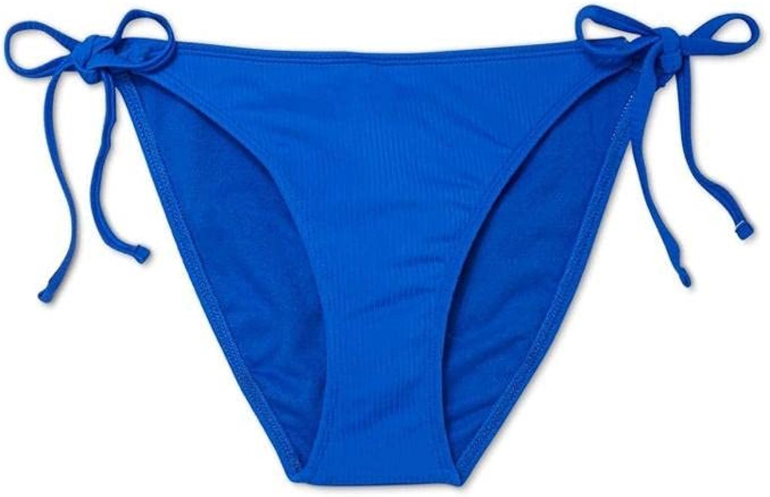 Juniors' Ribbed String Cheeky Bikini Bottom (Blue, X-Small)