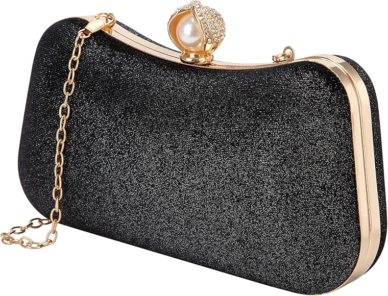 Jeesblsy Bolso Fiesta para Mujer, Clutch Bolso de Noche, Brillante Boda Cartera de Mano Bandolera Crossbody Bag con Cadena Desmontable para Ceremonia Cóctel