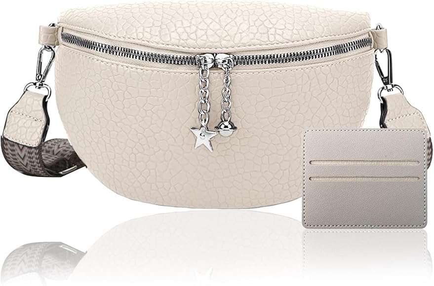 Bandolera Riñonera Elegantes Bandolera Para Mujer de Piel Cuero PU Bolso Hombro Crossbody con Correa Ancha Ajustable y Extraíble